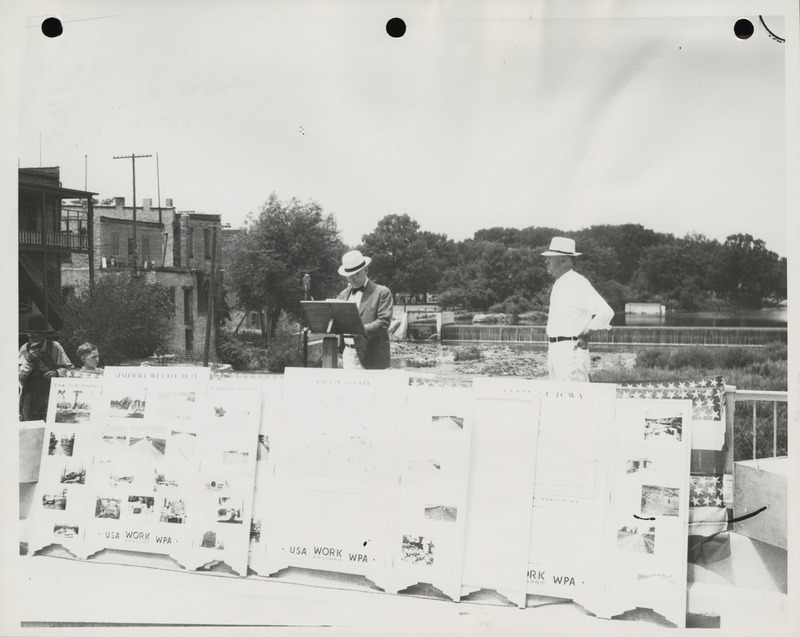 Photograph of people gathered during the dedication of Alden Bridge event