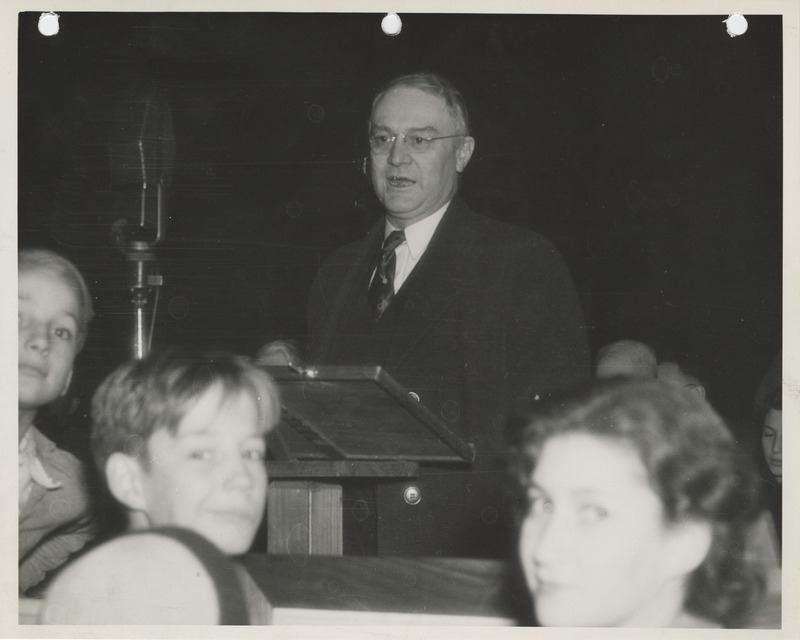 Photograph of Iowa State Administrator L.S. Hill during the dedication of the Second Avenue improvement project event