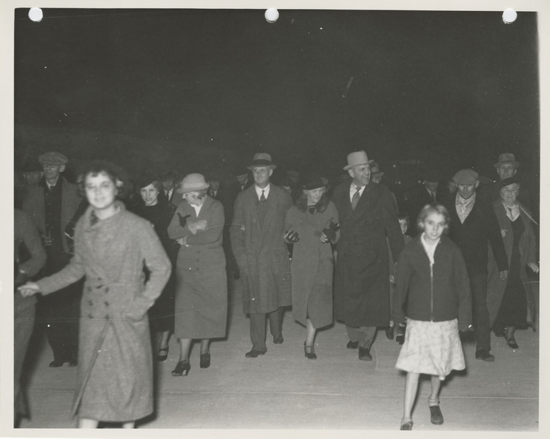 Photograph of group of people gathered during the dedication of the 2nd avenue improvement project event