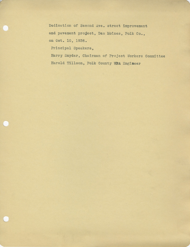 Description of project: Second Avenue improvement