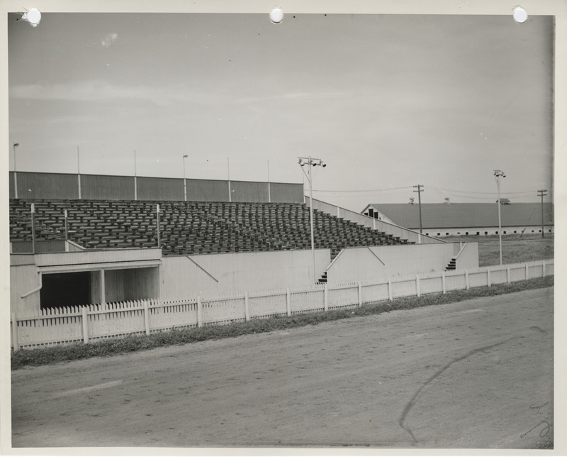Photograph of bleachers in North Iowa Fairgrounds