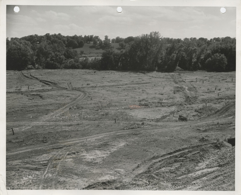 Photograph of the site of grandstand and race track in Hamilton County Fairgrounds