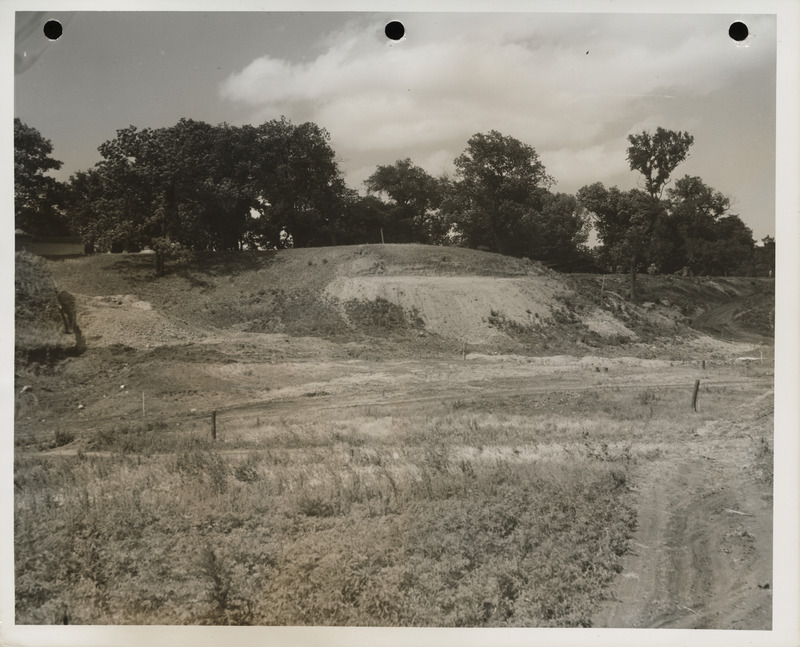 Photograph of the site of grandstand and race track in Hamilton County Fairgrounds