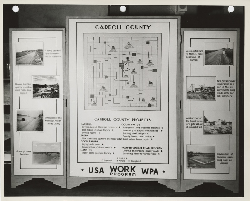 Photograph of the exhibit panel of WPA projects in Carroll County