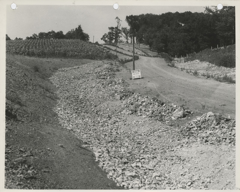 Photograph of riprap along the farm-to-market road in the South of Marion