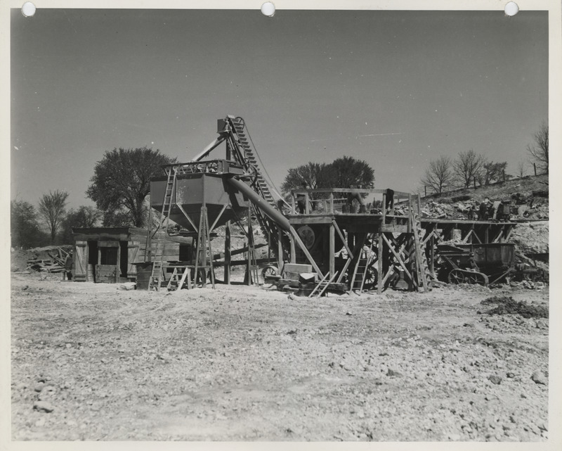 Photograph of men working at the stone quarry in Louisa County to build farm-to-market roads