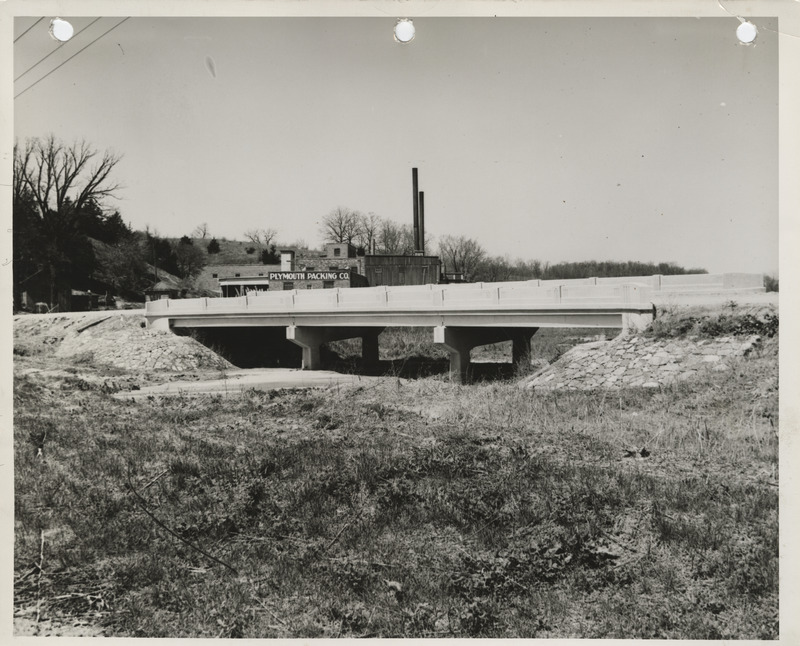 Photograph of bridge construction on the farm-to-market road in Muscatine County