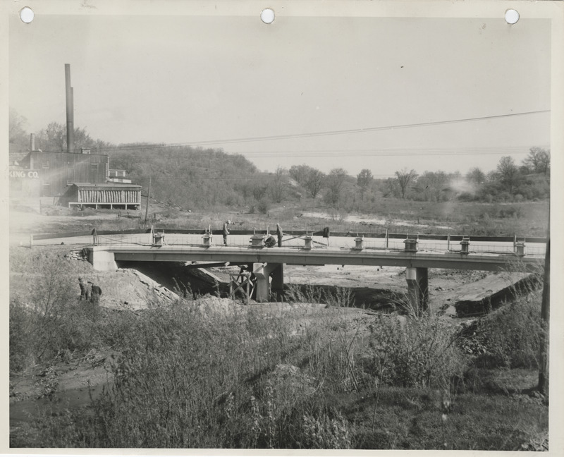 Photograph of bridge construction on the farm-to-market road in Muscatine County
