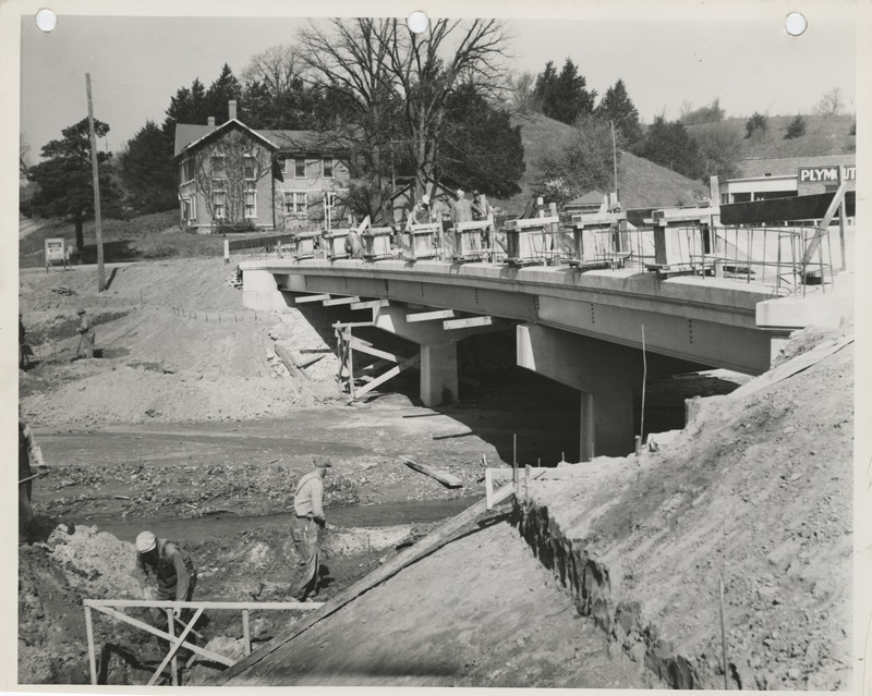 Photograph of bridge construction on the farm-to-market road in Muscatine County