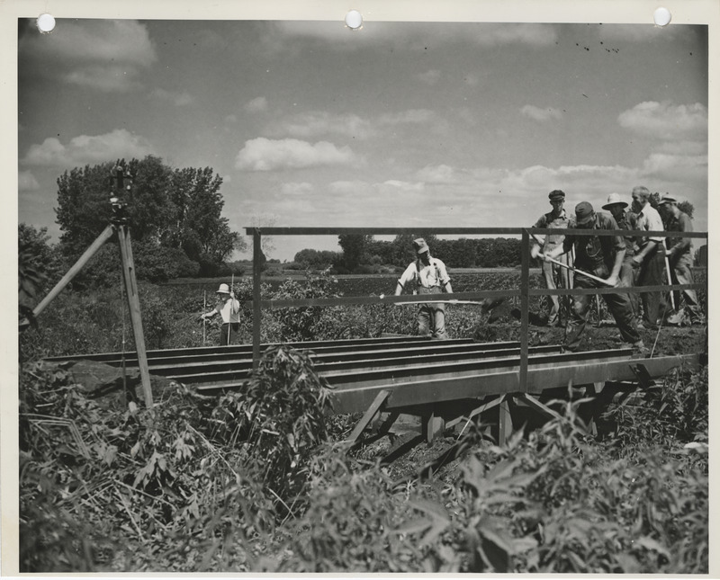 Photograph of the construction of multiple arch bridge in Brookfield Township