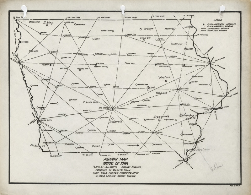 Airway map of the State of Iowa