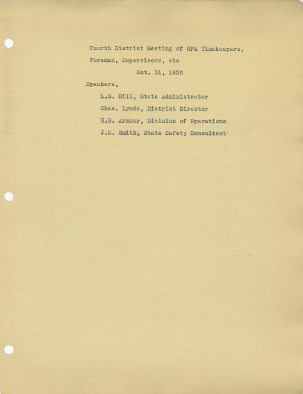 Fourth district meeting of Works Progress Administration, October 31, 1936
