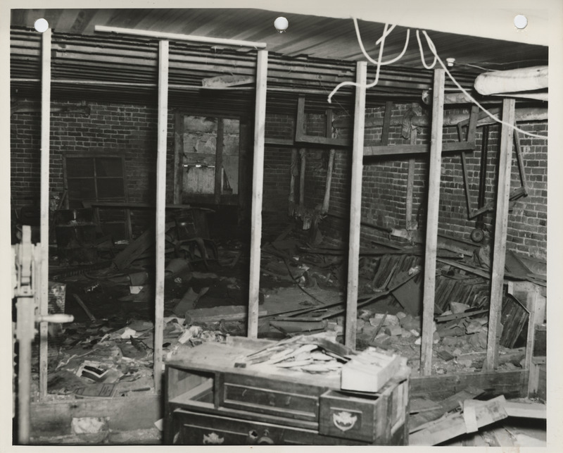 Photograph of a basement workroom at Tabor College in Tabor
