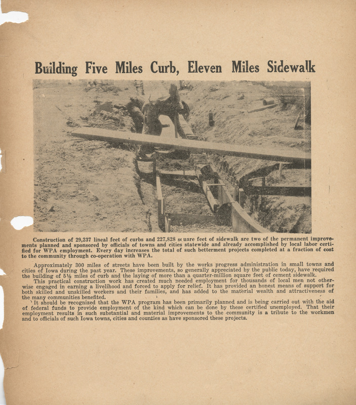 Building five miles curb, eleven miles sidewalk