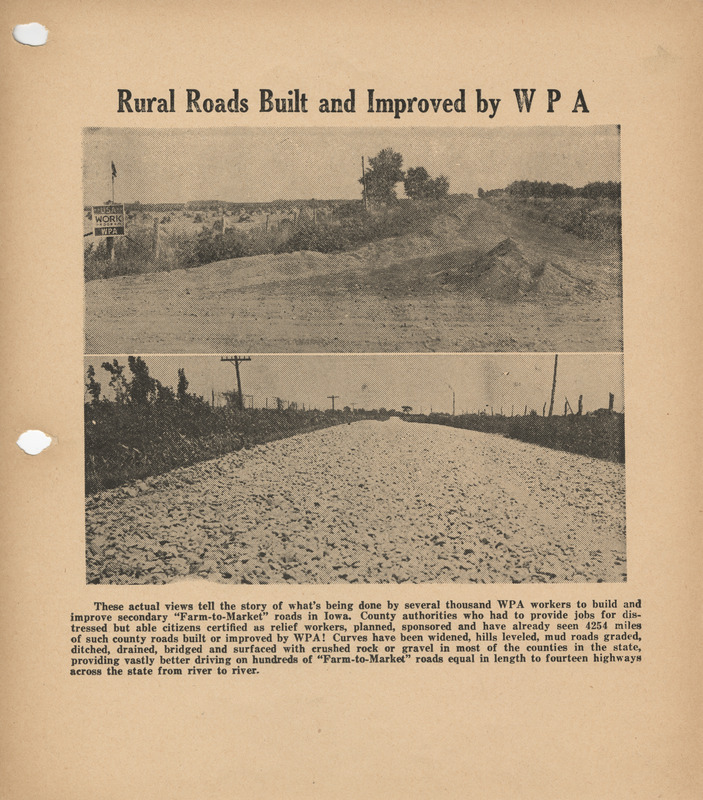 Rural roads built and improved by WPA