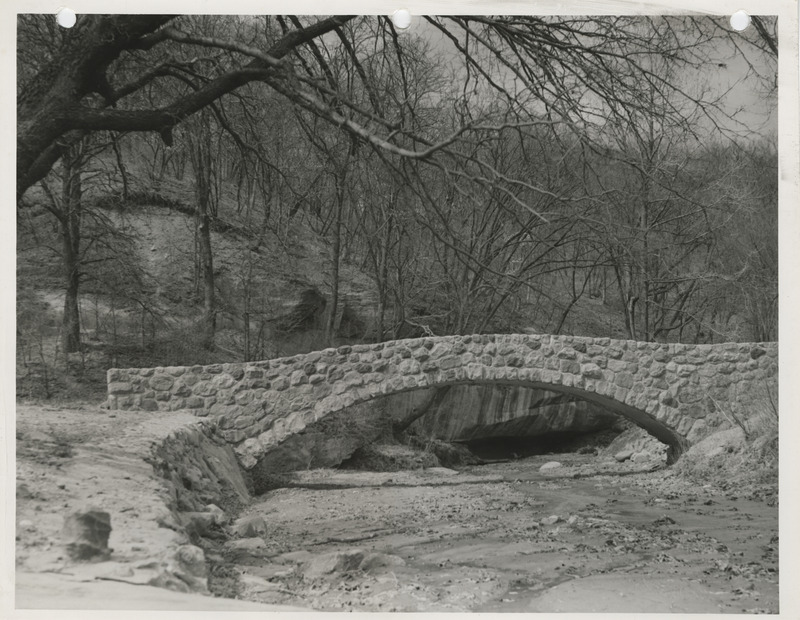 Photograph of a stone footbridge at Ledges State Park in Boone County