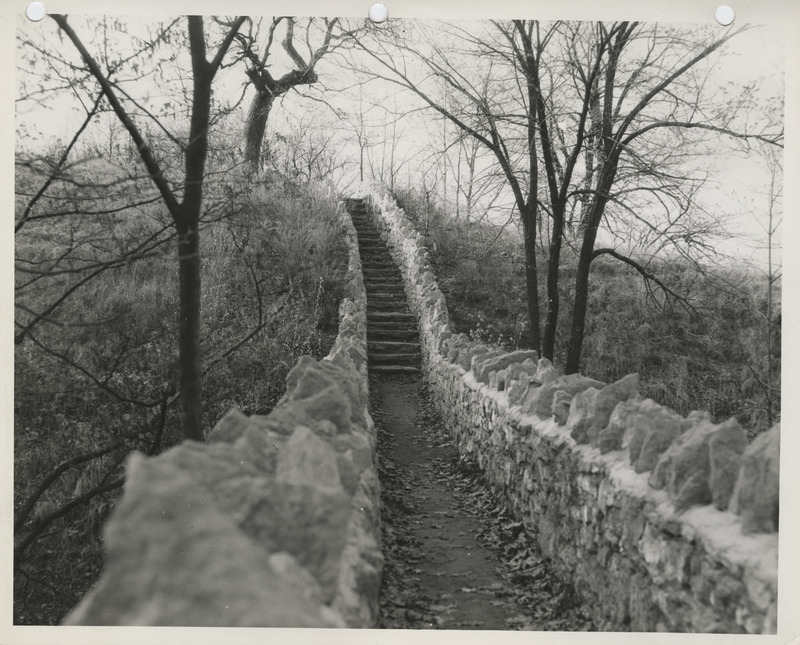 Photograph of a stone footbridge at Eagle Point Park in Clinton