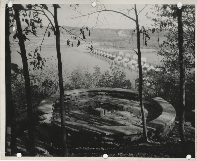 Photograph of a council ring overlooking the Mississippi River at Eagle Point Park in Dubuque