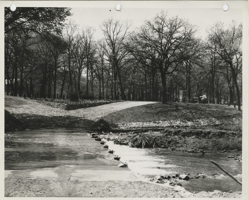Photograph of a stream crossing at Kendall Young Park in Webster City