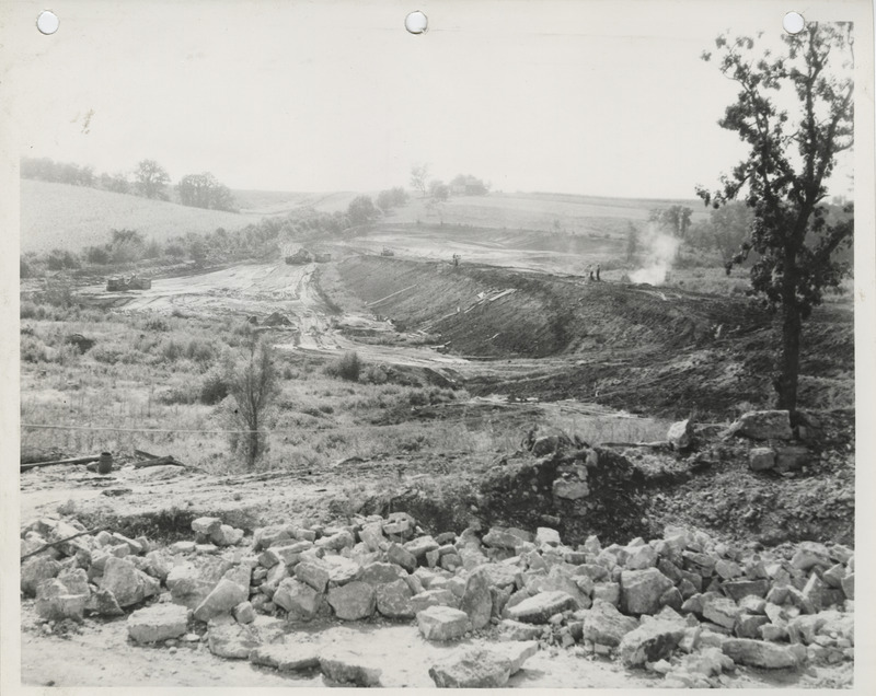 Photograph of dam construction at Gladbrook State Park in Tama County