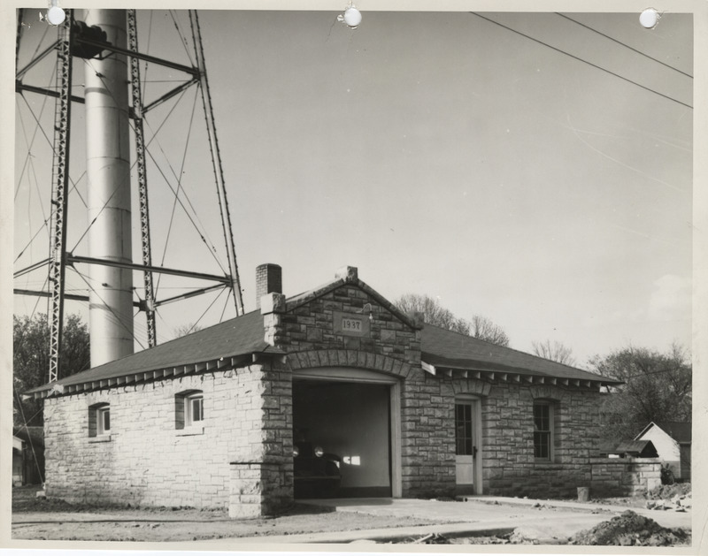 Photograph of the town hall and fire station in Martelle