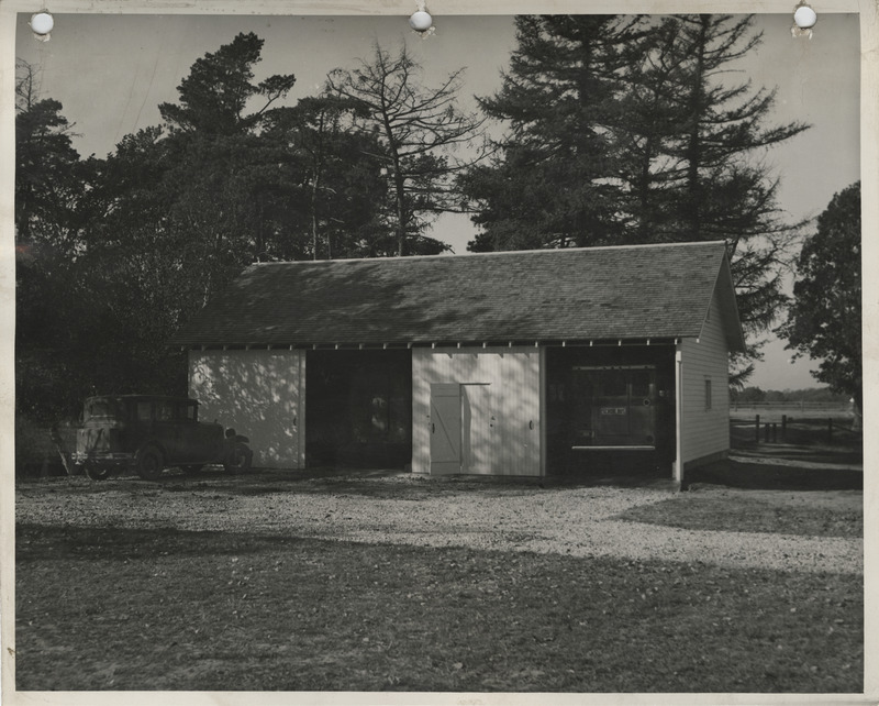 Photograph of the high school bus garage in Columbus Junction