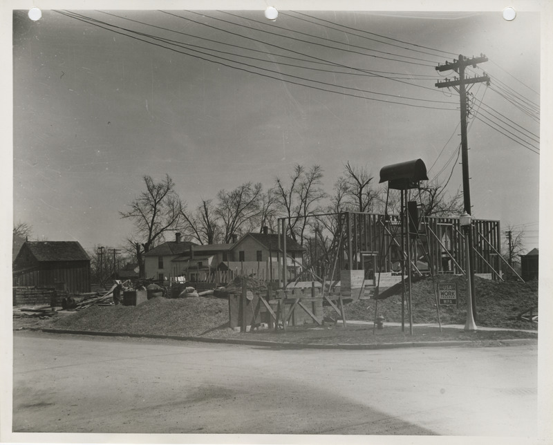 Photograph of town hall construction in Wilton