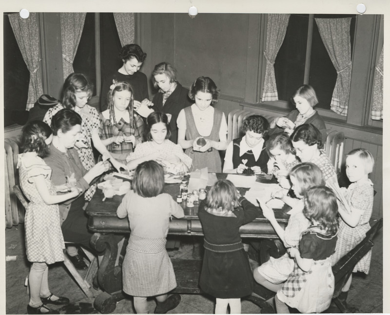 Photograph of puppet construction in Dubuque