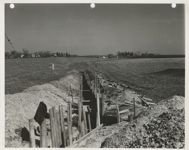 Photograph of a trench to the disposal plant in Dallas Center