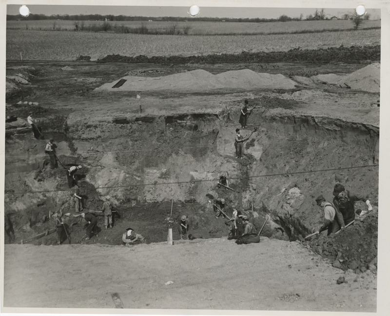 Photograph of people constructing the disposal plant in Perry