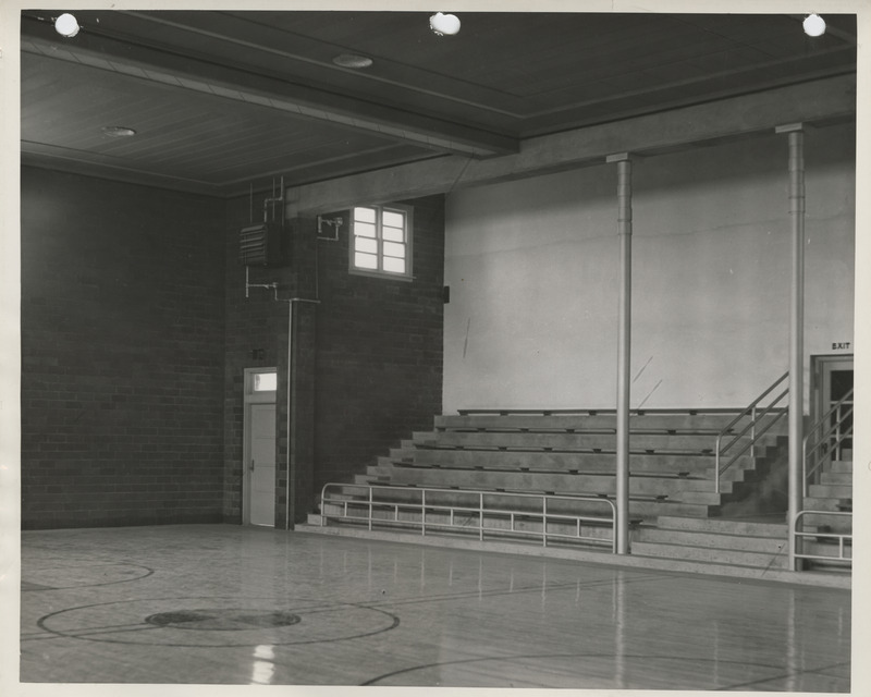 Photograph of school gymnasium bleachers in Weldon