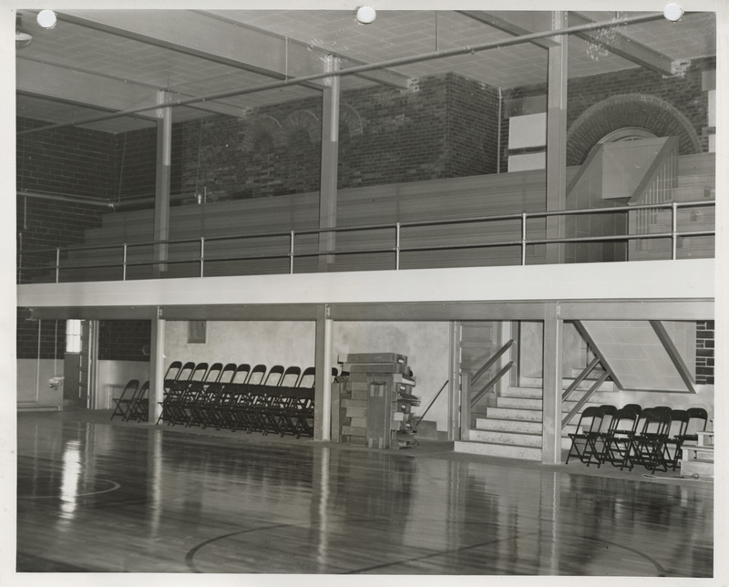 Photograph of school gymnasium bleachers in Weldon