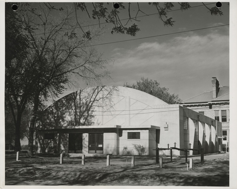 Photograph of a school gymnasium in Luverne