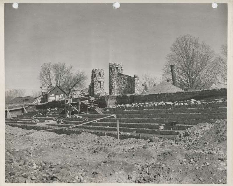 Photograph of bleacher construction at a school stadium and athletic field in Knoxville