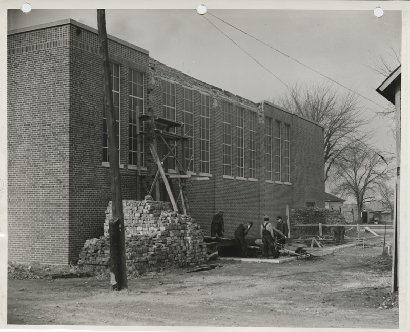 Photograph of school building repair in Hancock