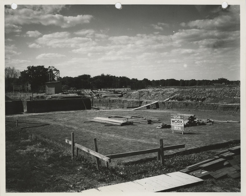 Photograph of the swimming pool under construction at the Spring Lake Park in Atlantic