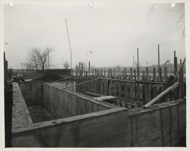 Photograph of the swimming pool under construction in Red Oak