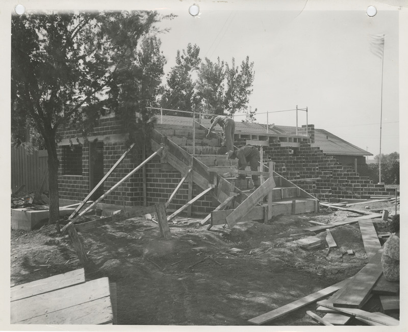 Photograph of the filter plant under construction for the municipal swimming pool in Red Oak
