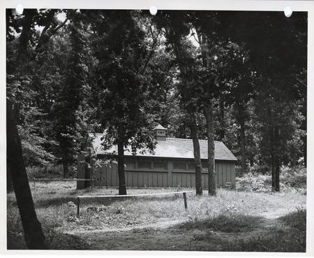 Photograph of latrines and utility building in Clear Lake State Park