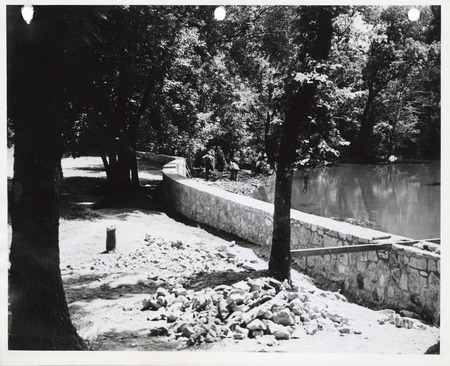 Photograph of a retaining wall in Willow Creek Park