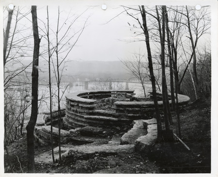 Photograph of a council ring overlooking the Mississippi River in Eagle Point Park