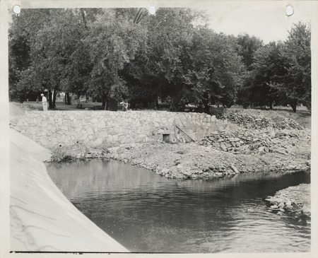 Photograph of a retaining wall in Charles City