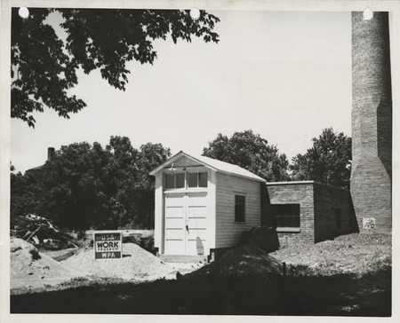 Photograph of the reconstructed boiler room of the high school in Jewell