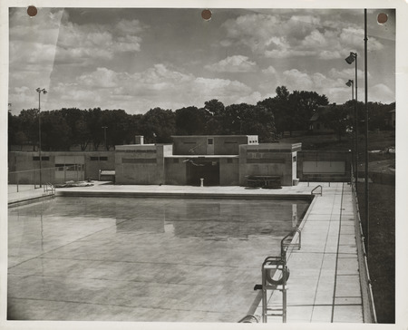 Photograph of the pool at the municipal swimming pool in Decorah