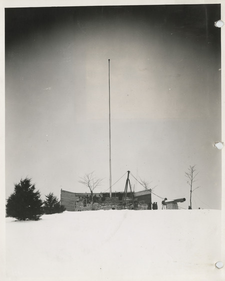 Photograph of the construction of a lookout tower at Eagle Point Park in Clinton