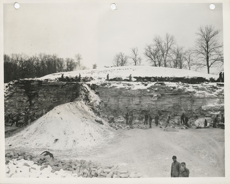 Photograph of people working at Rascum Quarry in Des Moines County