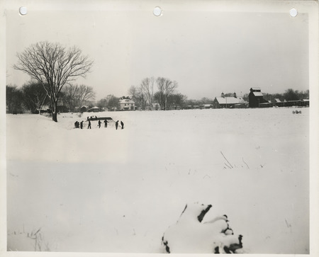 Photograph of the construction of an athletic bowl in Keota