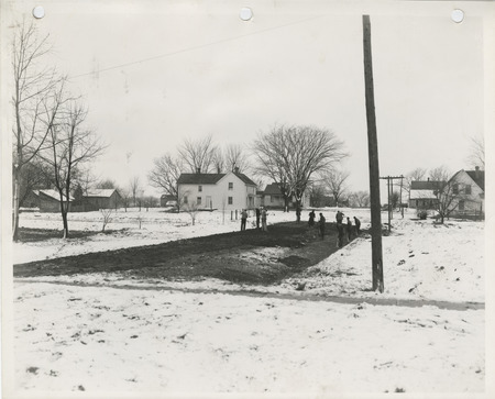 Photograph of people ditching and grading streets in Wilton Junction