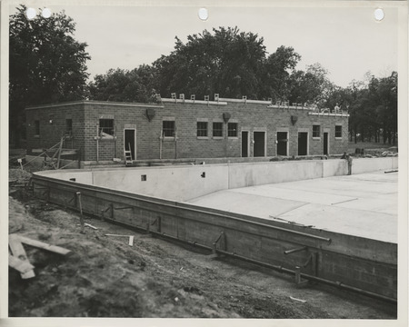 Photograph of the construction of a swimming pool in Jefferson