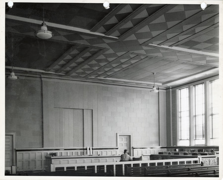 Photograph of a repaired and decorated county courthouse in Oskaloosa